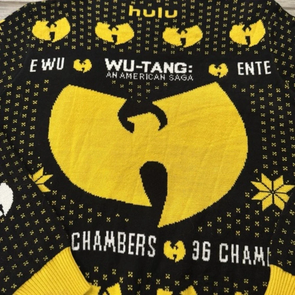 Wu-Tang Clan Tiger Style Ugly Sweater Hulu Black Yellow Mens 2XL 36 Chambers